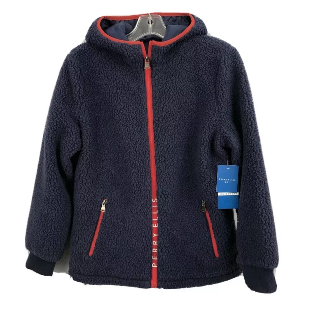 Perry Ellis Boys Fleece Hoodie Size 14/16 Blue New